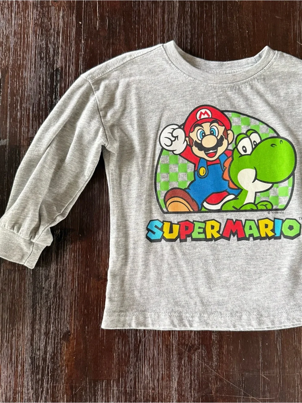 GAP Kids Gray Long-Sleeve Super Mario Graphic Tee